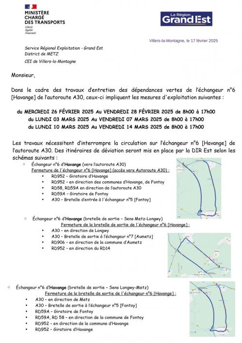 Travaux echangeur havange